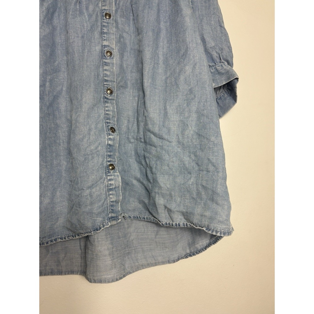 Jane and Delancey Women's Blue Short Sleeve Blouse Size M Country Boho Chic - Picture 4 of 12